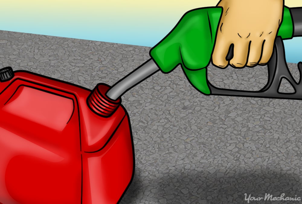 fuel nozzle touching side of gas can