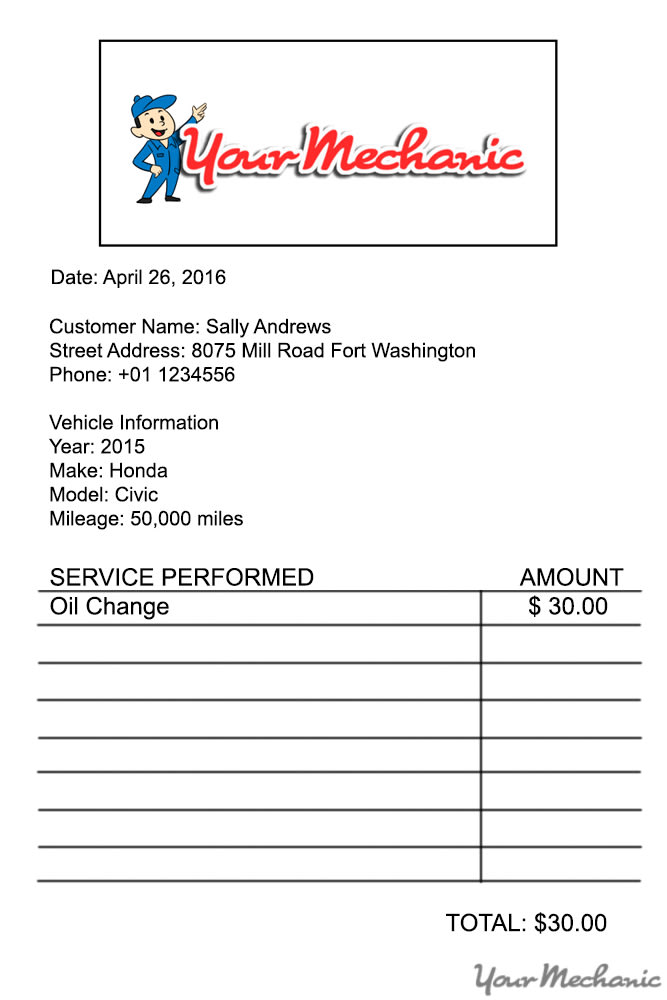 your mechanic receipt