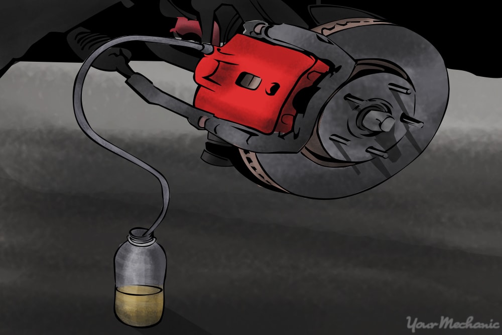 brake bleeding setup with plastic bottle