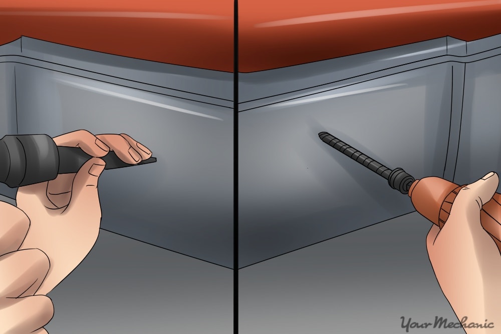 用锤子标记点并钻一个整体