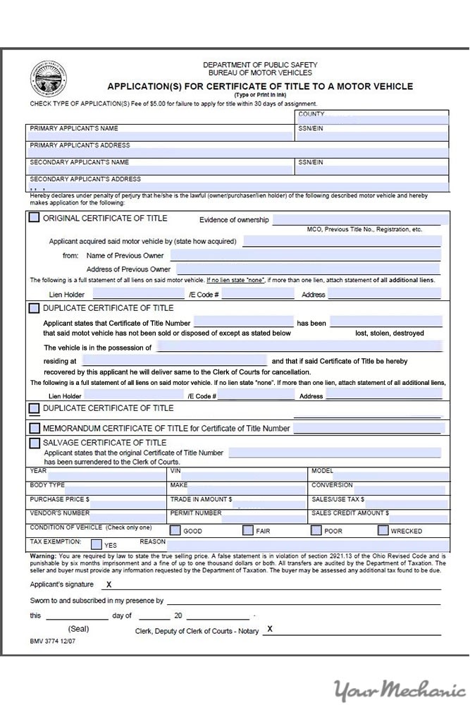 certificate of title