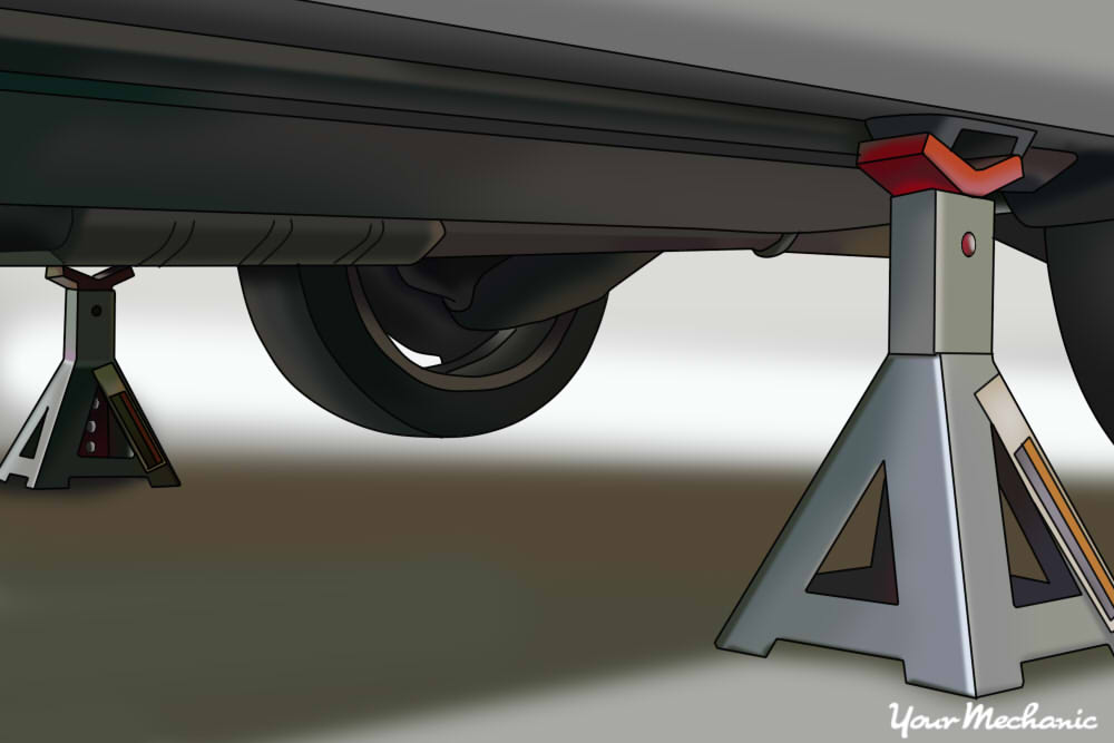 jack stands placed under vehicle