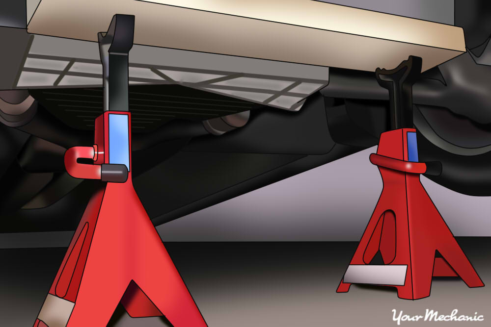 jack stands placed under vehicle