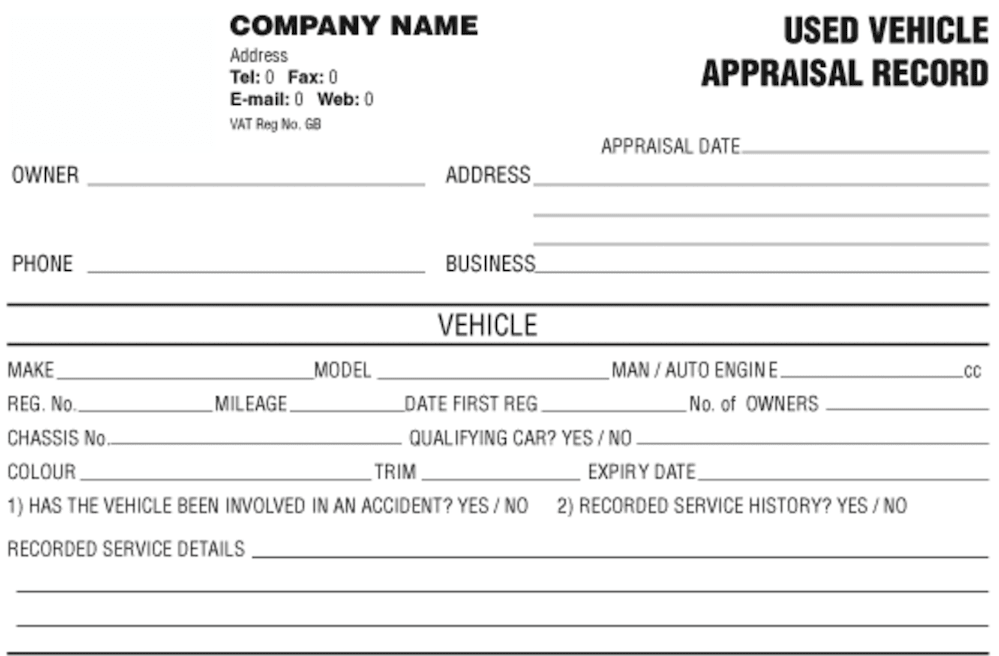 used car appraisal example