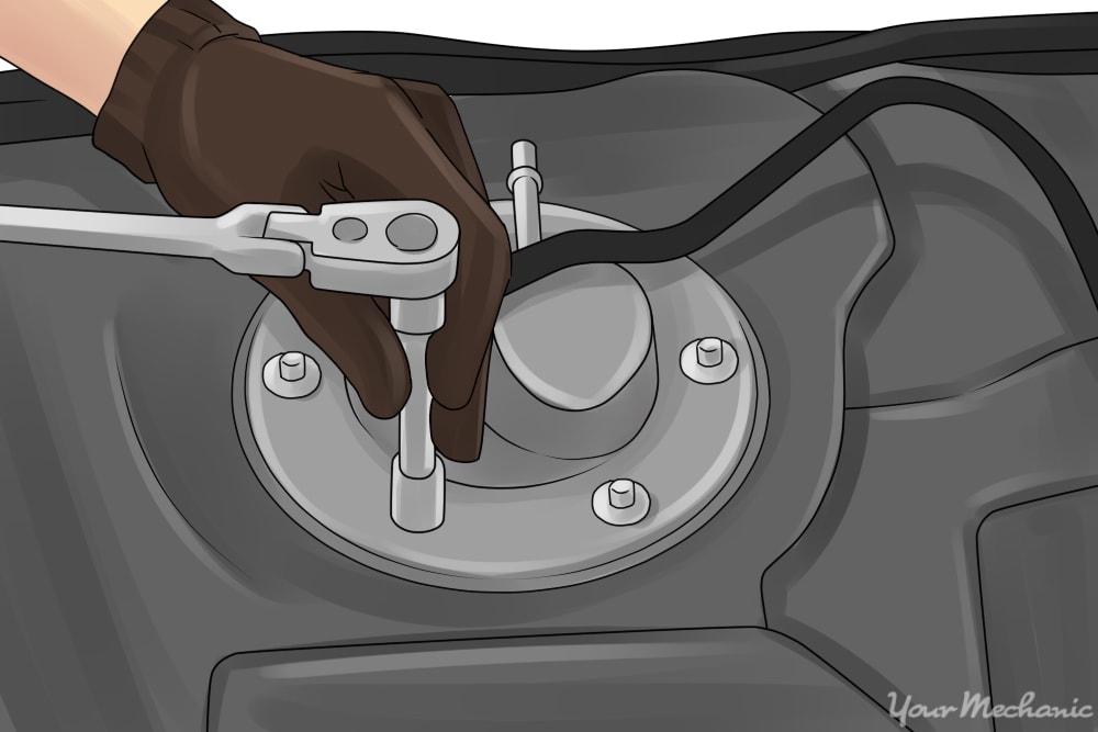 mounting bolts reinstalled on fuel pump