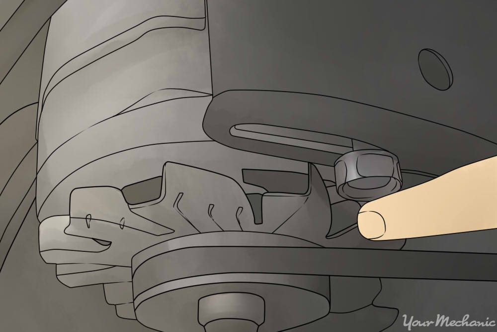 loosening the adjustment bracket bolt