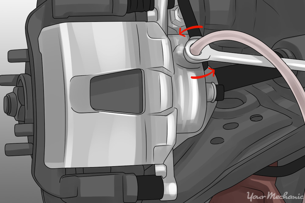 unscrewing hose from caliper