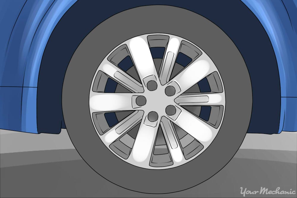 passenger tire mounted on rim