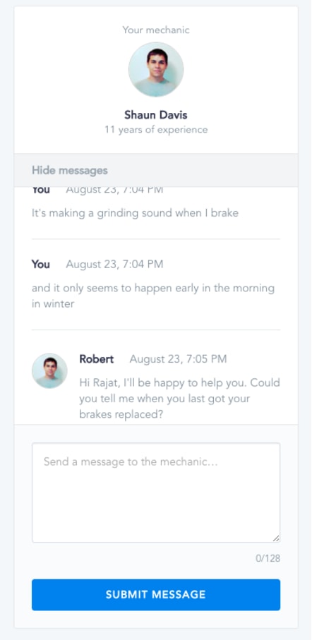 design and development chat feature