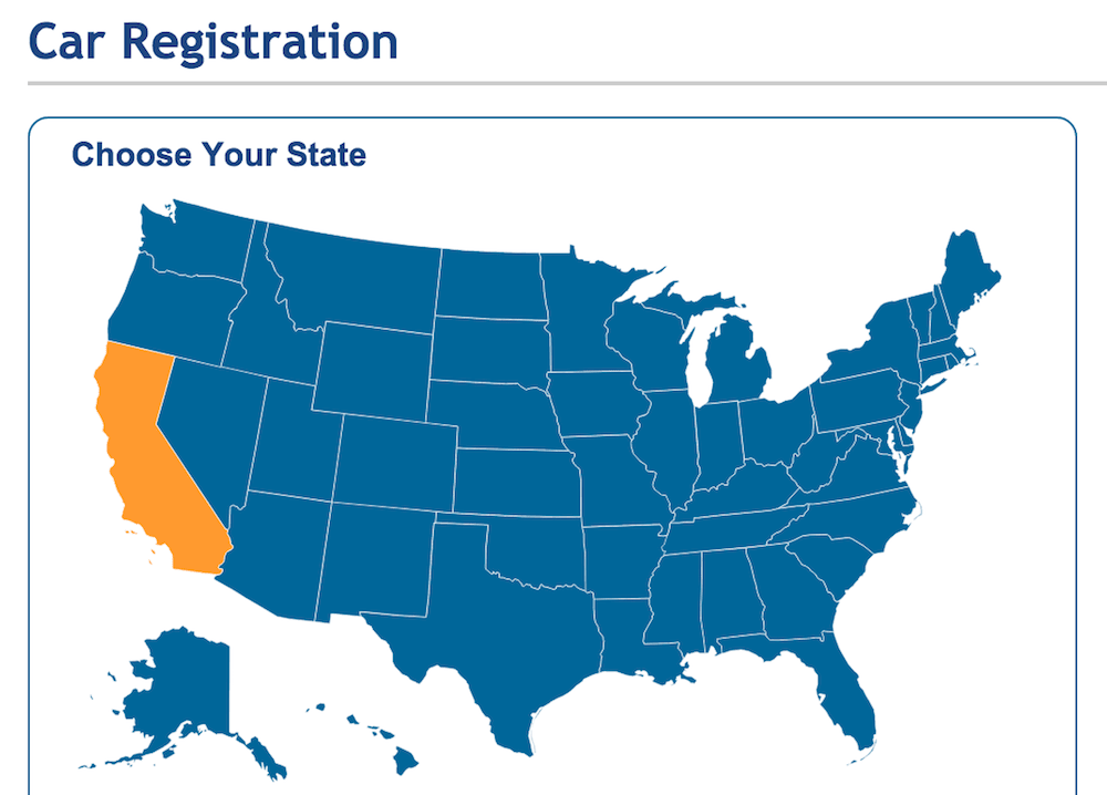 DMV registration state select