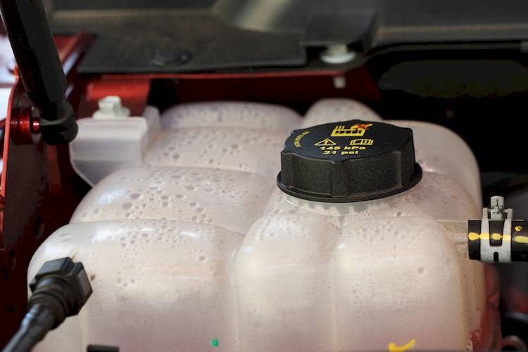 Picture of coolant tank inside car