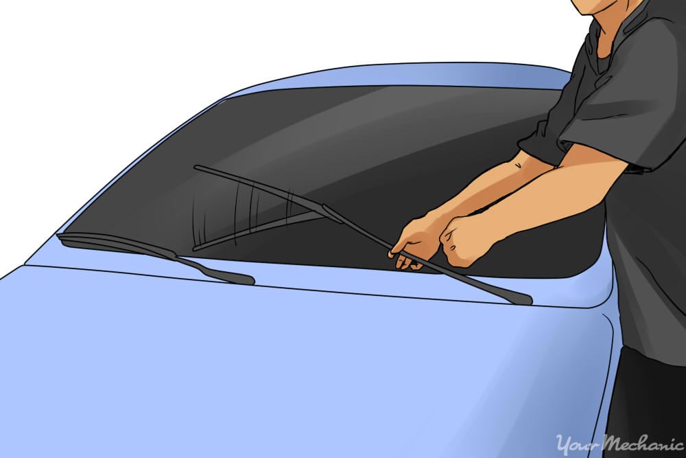 how to fix squeaky windshield wiper blades - lifting up wiper arm