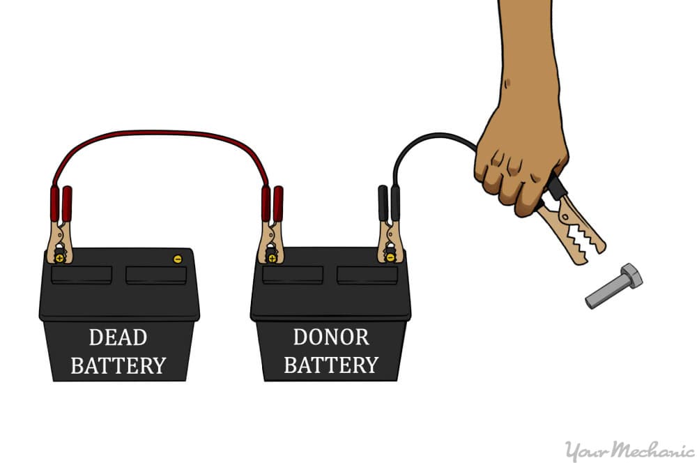 How to charge a sales car battery with another car
