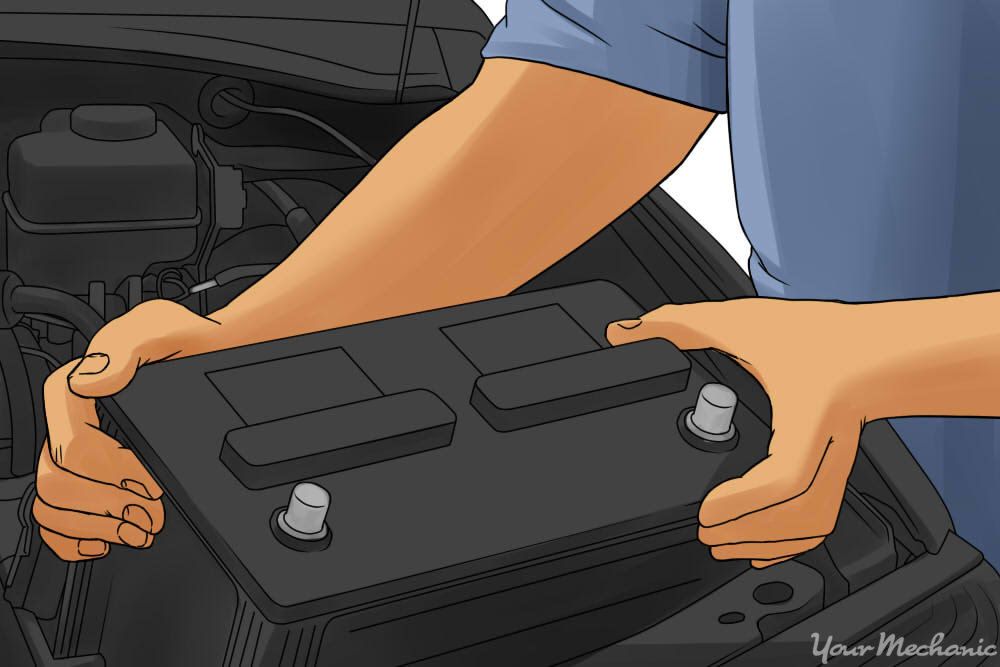 lifting a battery out of a car engine