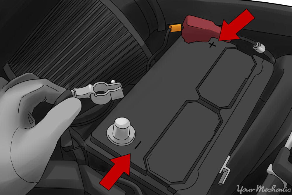 removing a bolt from a car battery