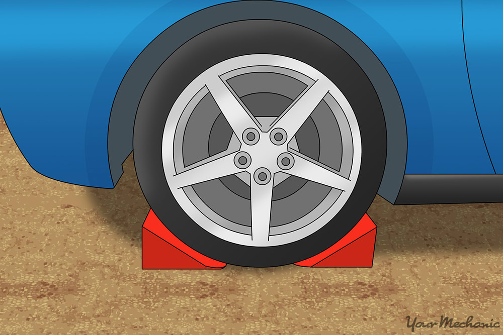 wheel chocks on front and back of wheel