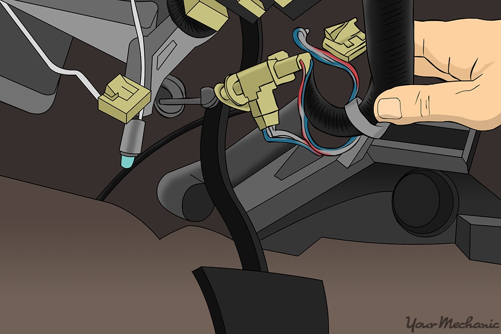 cruise control brake switch located near the top of the brake pedal