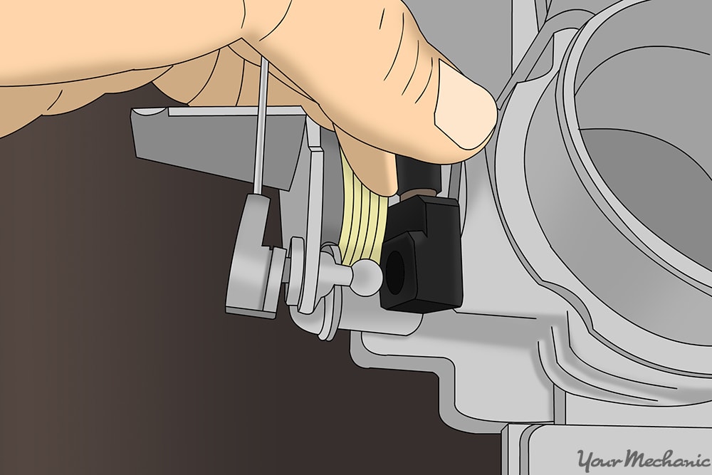 cruise control cable being attached to the throttle linkage