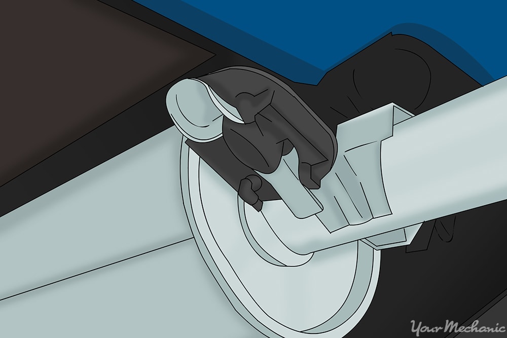 muffler mounting arm within rubber hanger