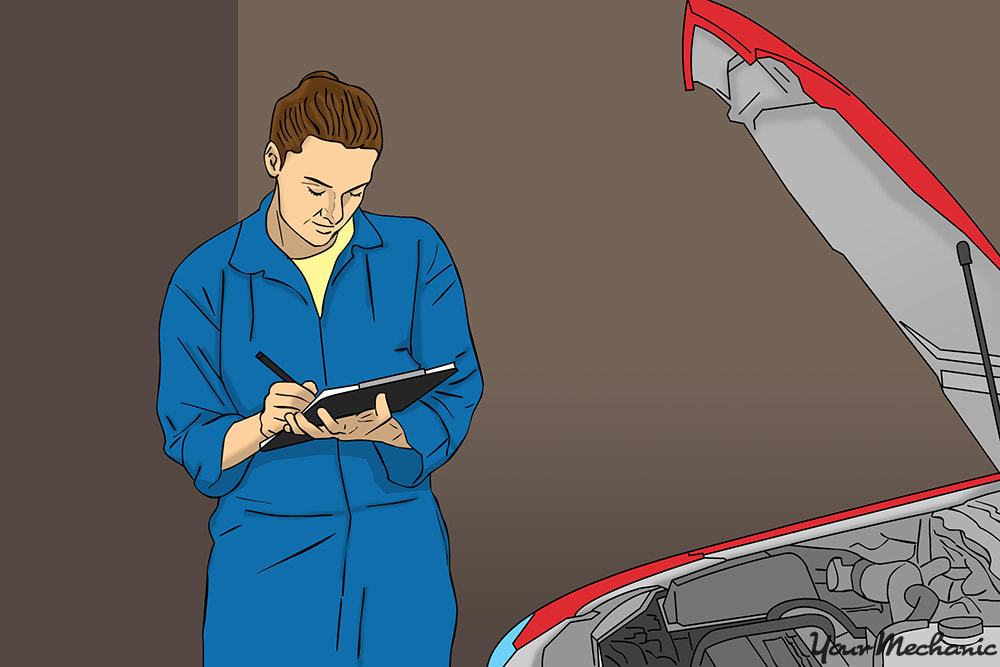 mechanic inspecting a car