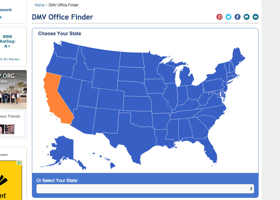 dmv map california highlighted in orange