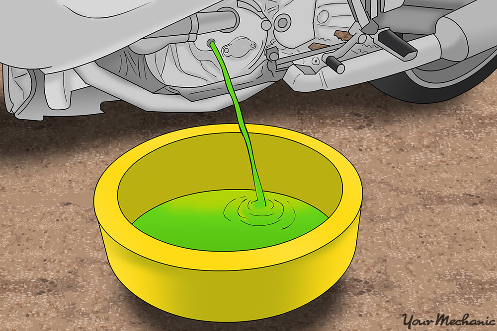 radiator being drained into a drainpan