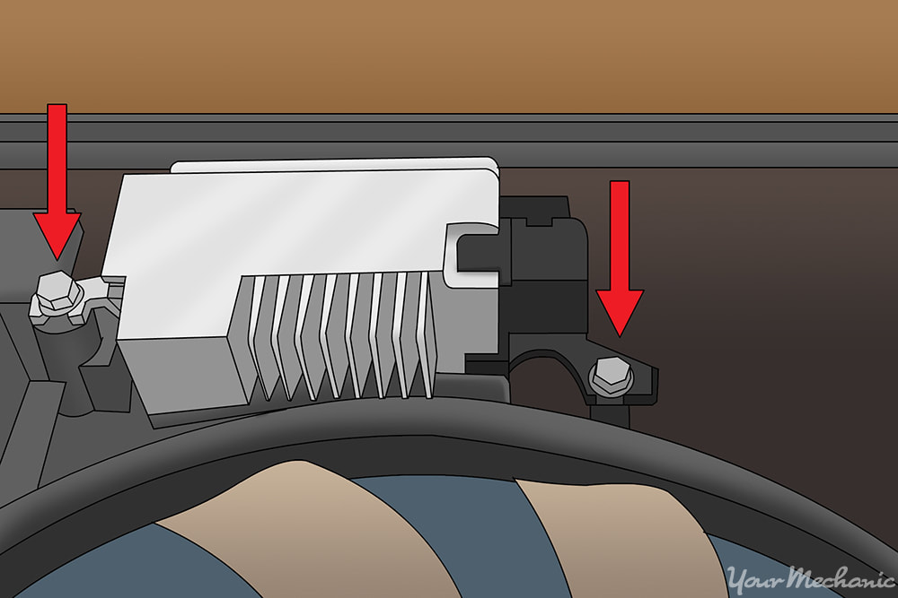 arrows pointing to mounting bolts