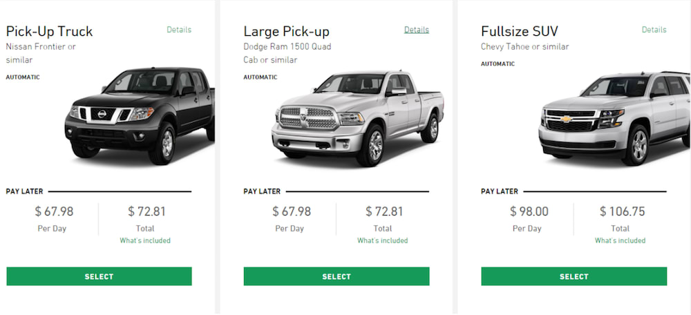 full size pickup truck rental