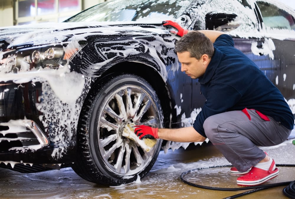 Washing car