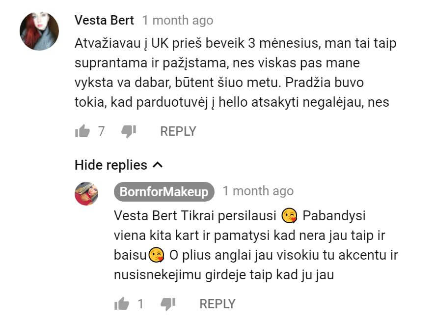 BornforMakeup atsakė į Vesta Bert komentarą