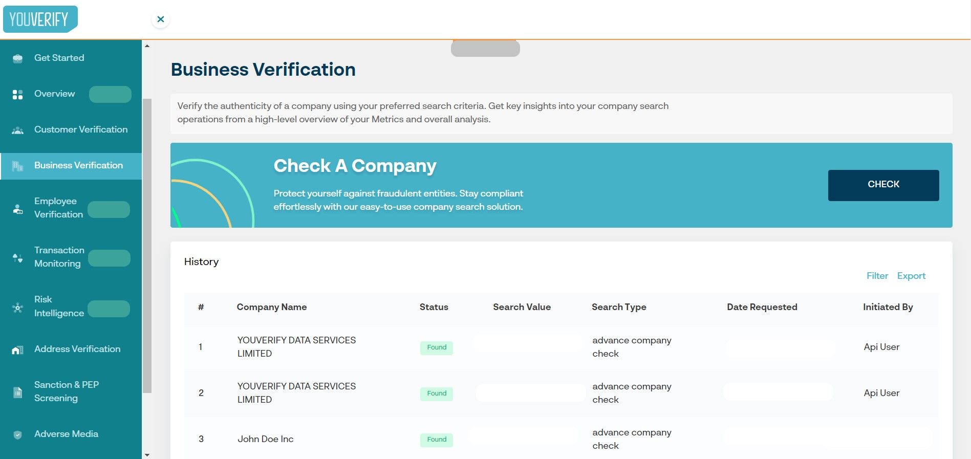 BV Step 1 Youverify Business Verification