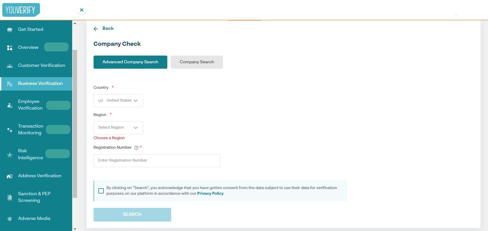 BV Step 3 Select Advanced Company Search