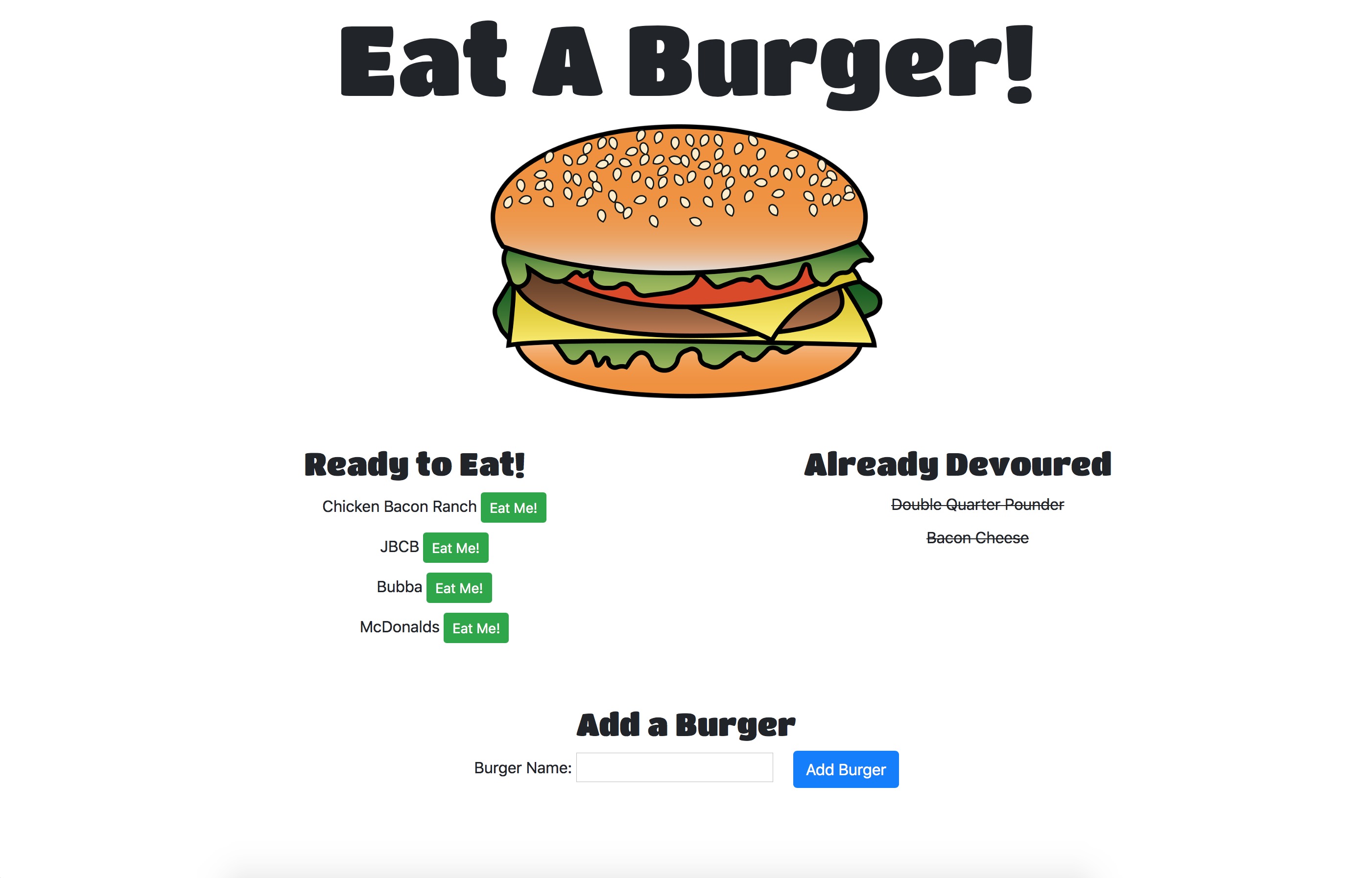 Eat a Burger Web App