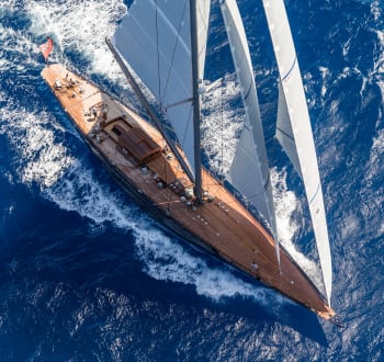 Rainbow sailing yacht