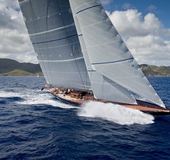 Rainbow sailing yacht