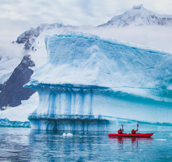 Kayakers explore glaciers in Antarctica