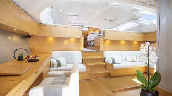 30m Perini Navi sailing yacht Black Lion for charter - lower lounge