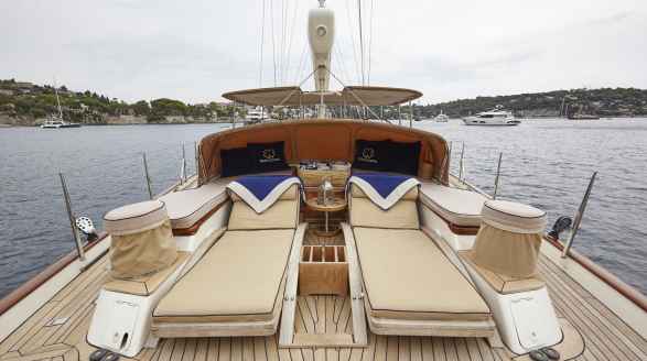 31.9m Irelanda sailing yacht for charter - sun loungers on deck