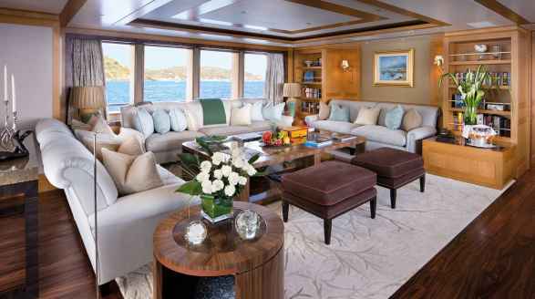 63m motor yacht Lady Britt for charter - main saloon