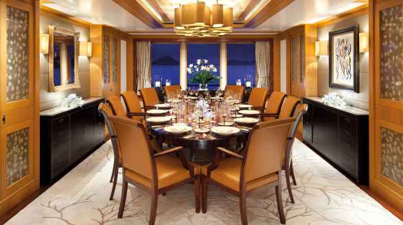 63m motor yacht Lady Britt for charter - dining room