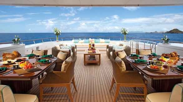 63m motor yacht Lady Britt for charter - main deck seating
