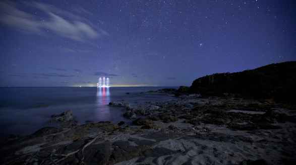 88m Maltese Falcon sailing yacht for charter - lit up at night