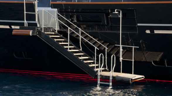 88m Maltese Falcon sailing yacht for charter - steps from yacht to enter the water