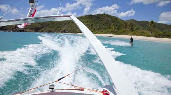 88m Maltese Falcon sailing yacht for charter - tender with water-skier 