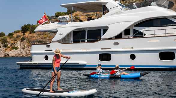 Rebecca V, 25.8m charter yacht - kayaks and SUP boarding