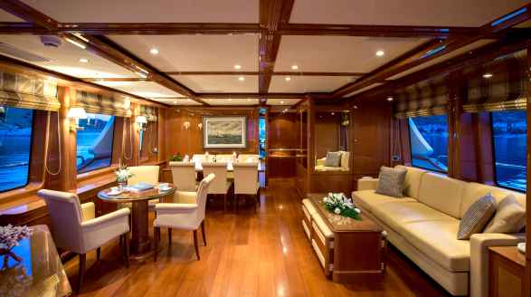 Rebecca V, 25.8m charter yacht - main saloon