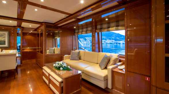 Rebecca V, 25.8m charter yacht - main saloon