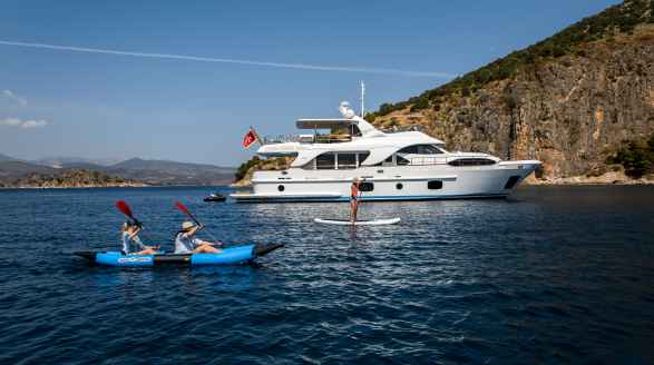 Rebecca V, 25.8m charter yacht - kayaks and SUP boarding