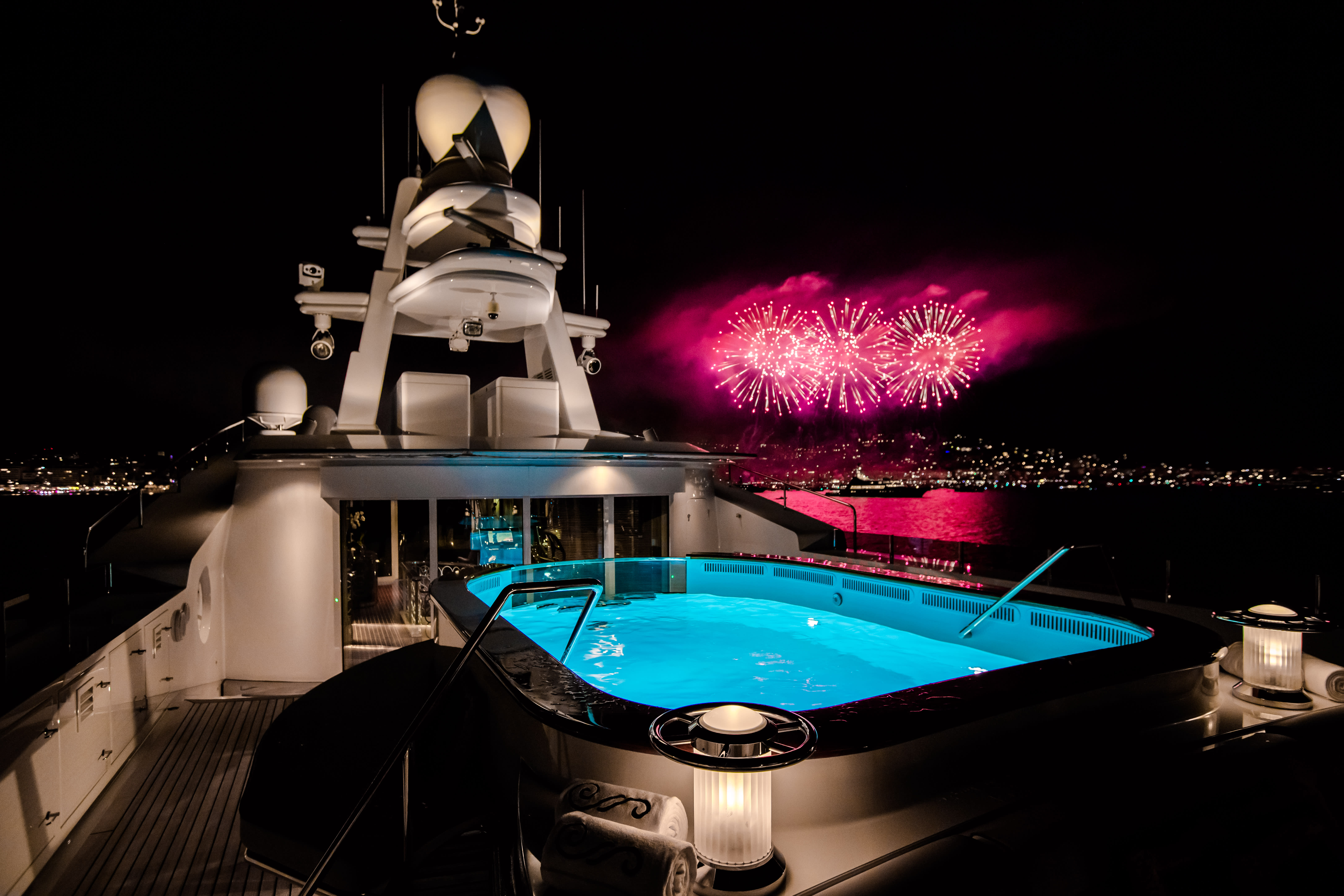 Fireworks from a superyacht