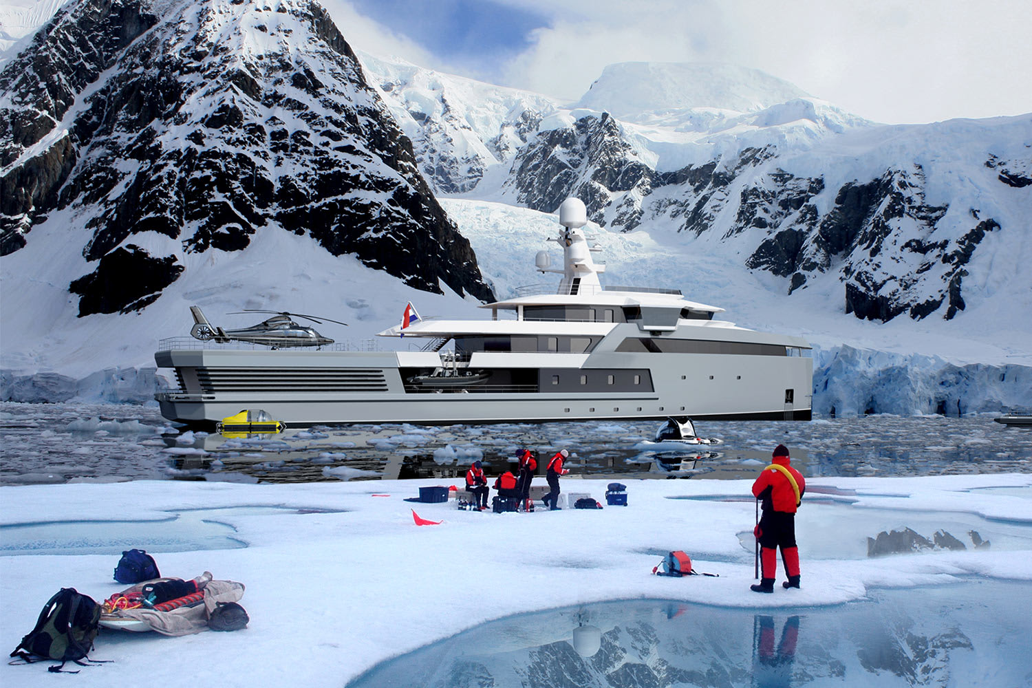Explorer yacht in Antarctica